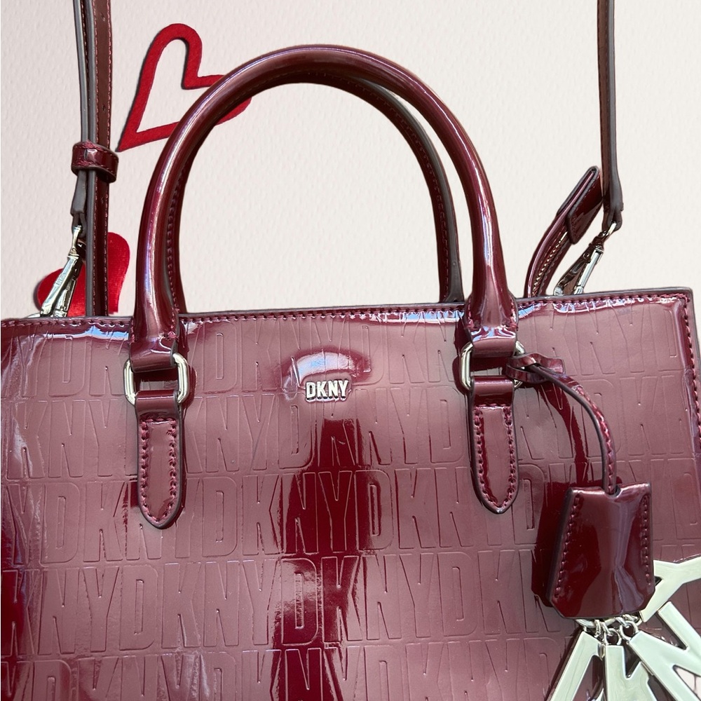 DKNY Burgundy Embossed Reflective Shoulder Bag